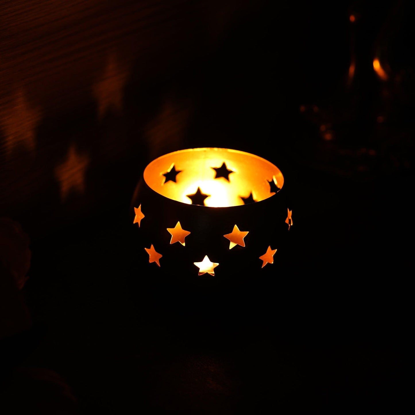 Webelkart®️ Premium Metal Star Tealight Candle Holder for Home and Office Decor| Metal Tealight Holder for Decorations (3 inches, Gold)