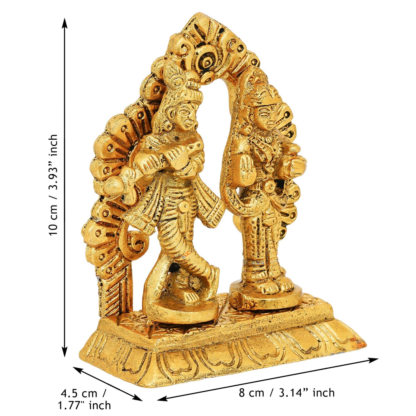 Webelkart Antique Metal Radha Krishna Idol Statue for Home/Office Decor| Radha Krishna Idol for Temple Decor,Radhe Krishna ki Murti for Pooja Room(4" Inches, Gold)