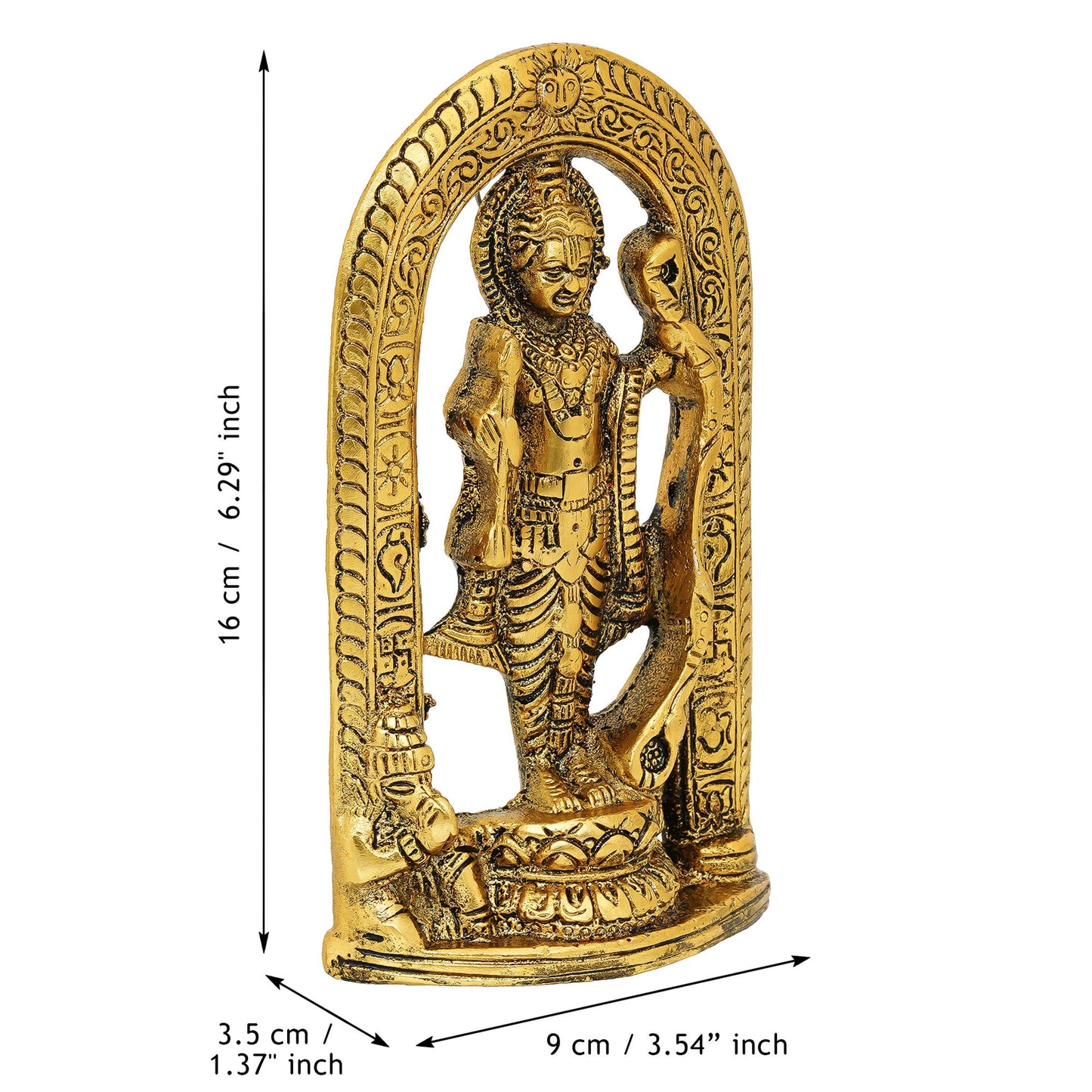 Webelkart Antique Metal Ram Lalla Statue for Car Dashbord and Home/Office Decor| Ram Lalla Idol Ayodhya Shree Ram Murti Showpiece, Ram Lalla Ji ki Murti,Home Decoration Item (6.5" Inches)