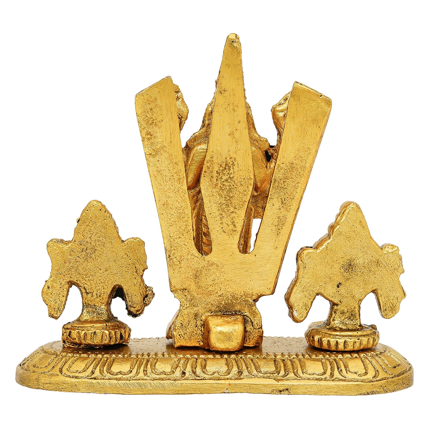 Webelkart Antique Metal Lord Tirupati Balaji Shanku Chakram Namam Stand, Statue for Pooja Room Decor| Sangu Chakra Namam Idol Temple Decor (3.5" Inches, Gold)