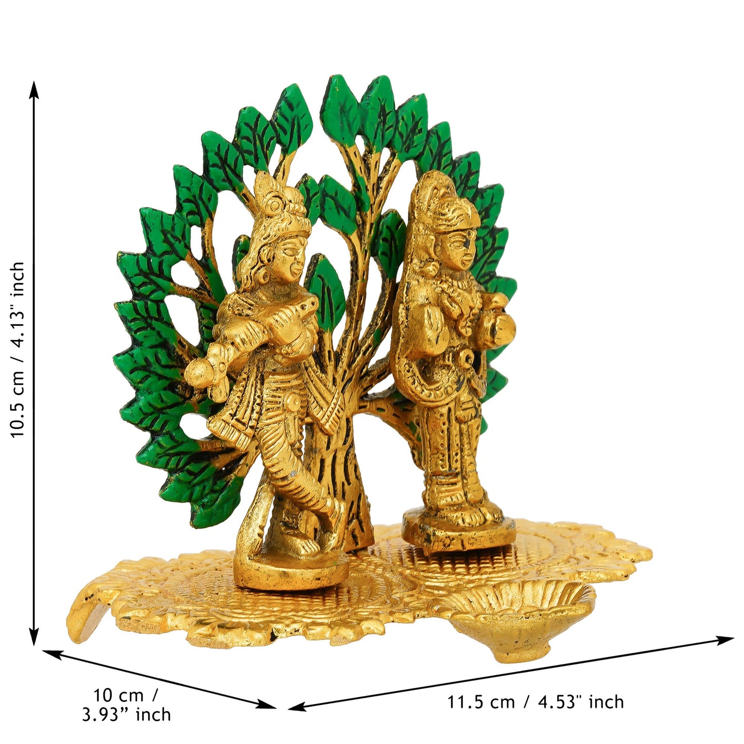 Webelkart Premium Metal Cute Radha Krishna Idol for Home/Office Decor|Radhe Krishna ki Murti for Pooja Room Diwali Decor Item, Home Decoration Item 4.13" Inches, Gold