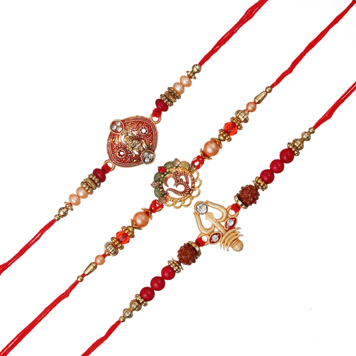 Webelkart Set Of 3 Designer Rakhi For Brother Bhabhi With Riddhi-Siddhi Sticker for Home Decor | Rakhi For Bhaiya Bhabhi |Lumba Rakhi For Bhabhi |Kids Rakhi With Roli Chawal Best Wishes Card