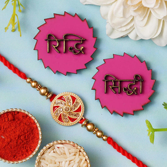 Webelkart Rakhi Combo Pack For Brother Bhabhi With Riddhi-Siddhi Sticker for Home Decor | Rakhi For Bhaiya Bhabhi |Lumba Rakhi For Bhabhi |Kids Rakhee