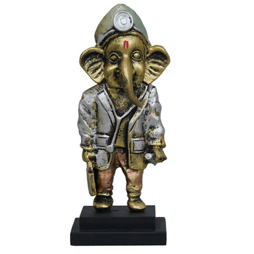 Webelkart®️ Premium Resin Dr. Ganesha Idol Statue for Home and Office Decorations, Ganesha Idol for Table and Car Dashboard Decor ( 7.5 Inches, Multi) |Ganesha with Doctor Kit and Dress up