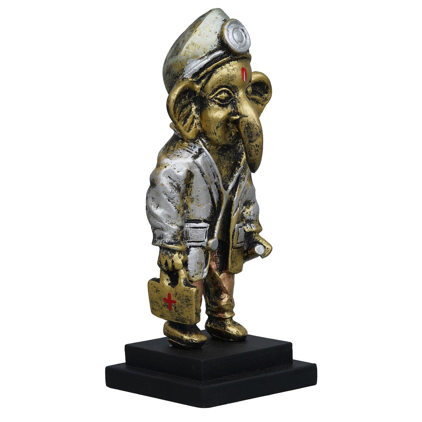 Webelkart®️ Premium Resin Dr. Ganesha Idol Statue for Home and Office Decorations, Ganesha Idol for Table and Car Dashboard Decor ( 7.5 Inches, Multi) |Ganesha with Doctor Kit and Dress up