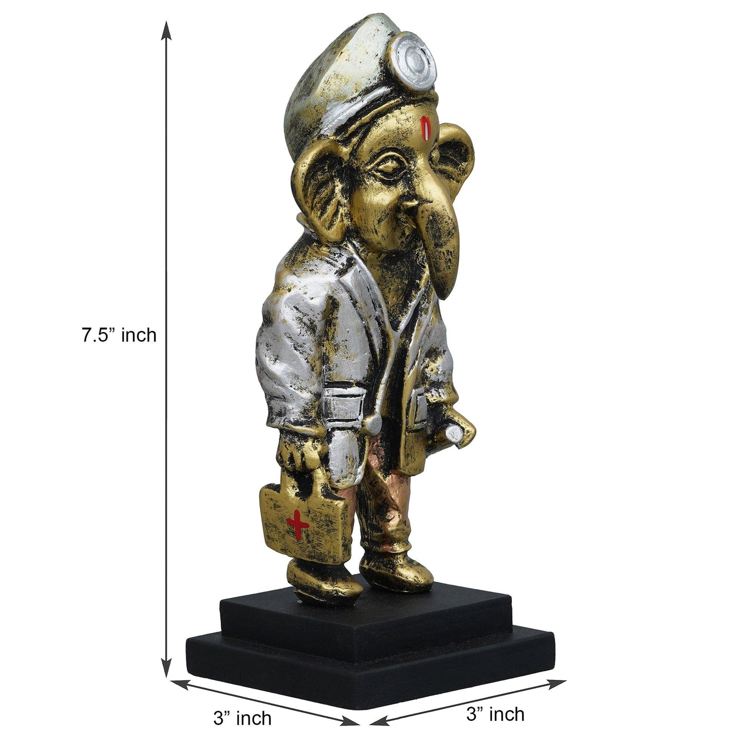 Webelkart®️ Premium Resin Dr. Ganesha Idol Statue for Home and Office Decorations, Ganesha Idol for Table and Car Dashboard Decor ( 7.5 Inches, Multi) |Ganesha with Doctor Kit and Dress up