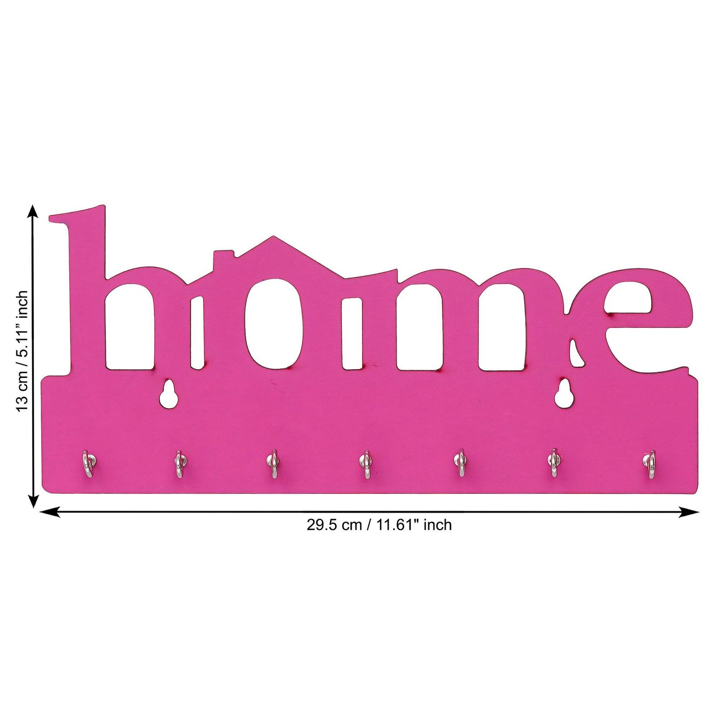 Webelkart Premium Home Keys Wooden Key Holder (29 cm x 13.5 cm x 0.4 cm, Wood) 7 Hook - Decorative Items for Home Decor (Pink)