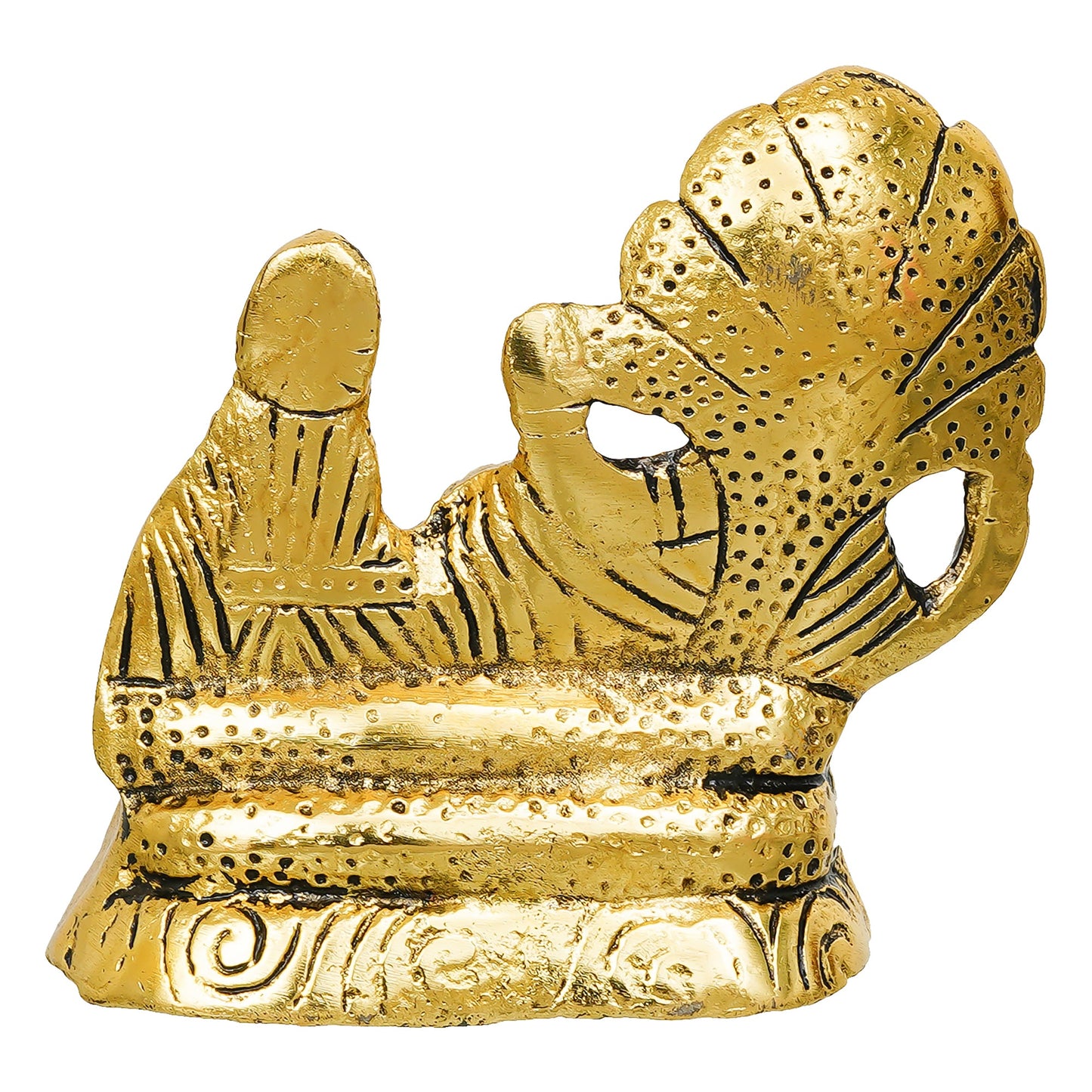 Webelkart Premium Metal Lakshmi Vishnu Ji Sitting On Sheshnag Murti for Home and Office Decor| Lord Vishnu On Sheshnag Idol Statue for Temple Decor (4" Inches)