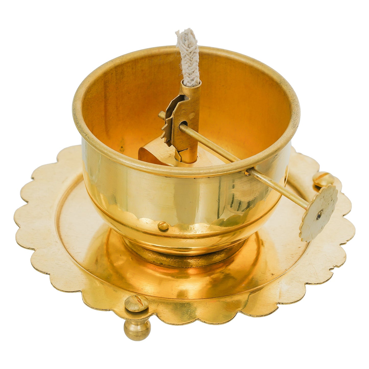 Webelkart Premium Brass Lanterns for Home Decor Akhand Diya with Lifting Screw for Puja Decor|Oil Puja Lamp for Aarti Temple Pooja Article ( 4.53" Inches)