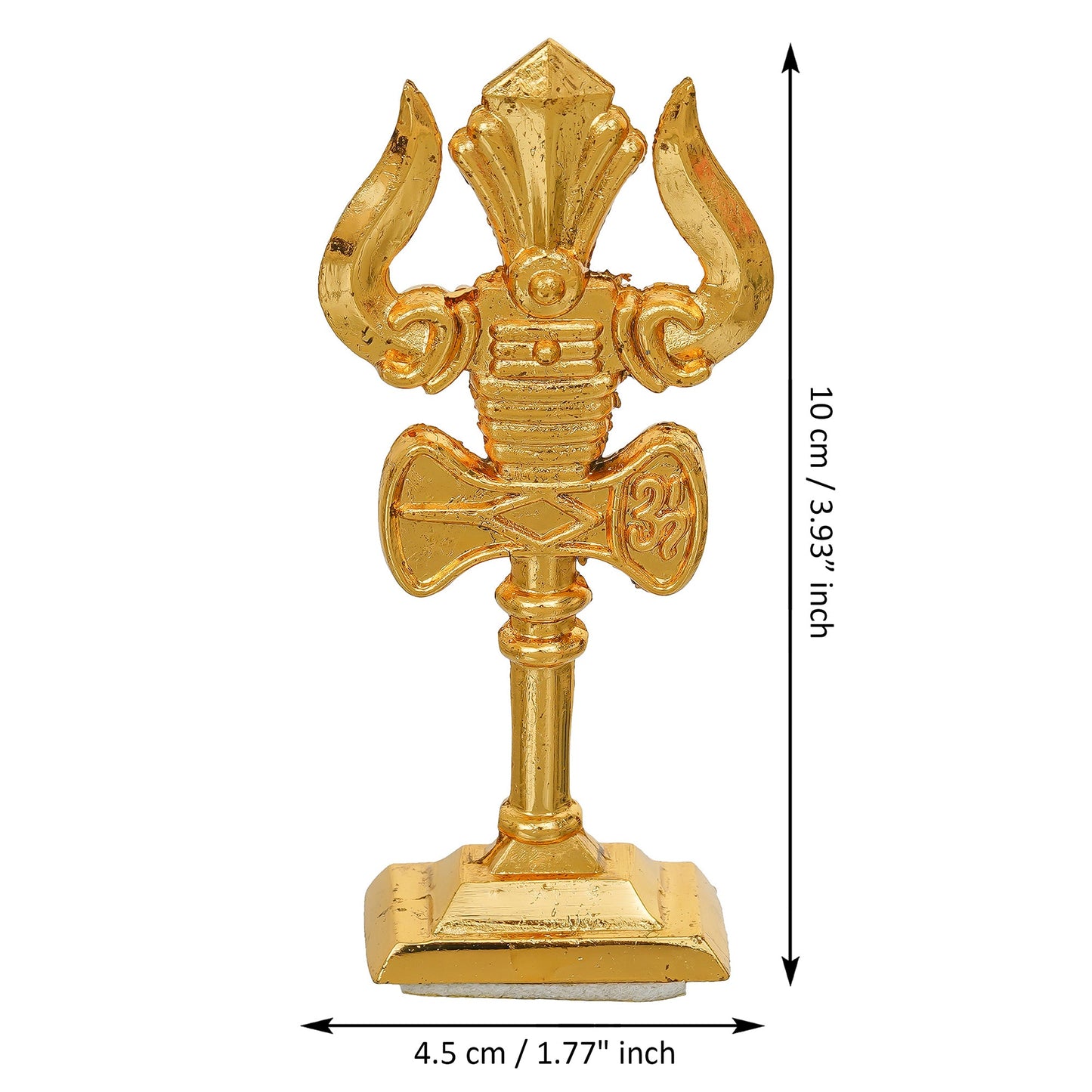 Webelkart Premium Metal Lord Shiva Trishul with Damru on Stand Statue for CarDashboard,Pooja Decor Beautiful Mahakal Trishul for Temple Decor Pooja Artical,Adiyogi Trishul (3.93" Inches Gold)