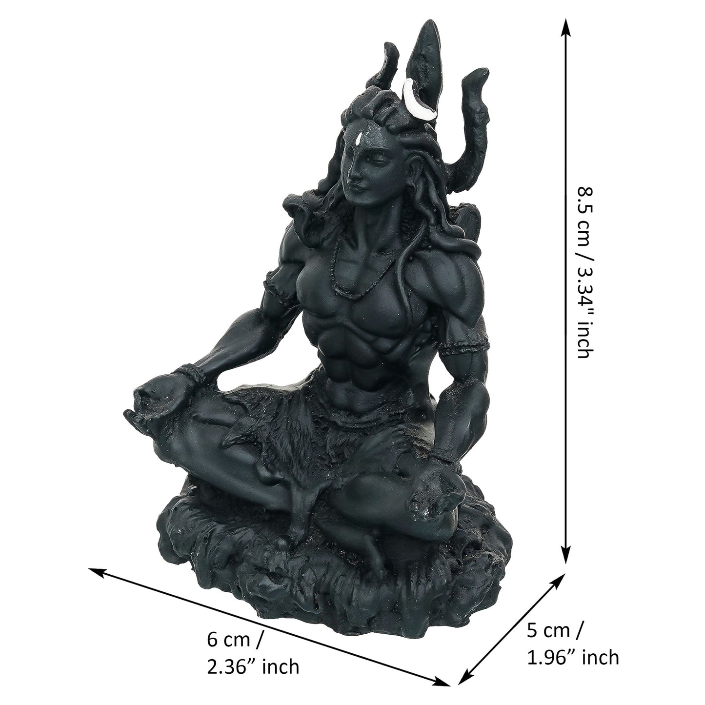 Webelkart Premium Resin Small Black Adiyogi Shiva Statue for Car Dashboard,Good Luck Gift for Home Decor, 3D Printed Adiyogi Shiva (3.34" Inches) Shiv Ji Murti for Home Decor