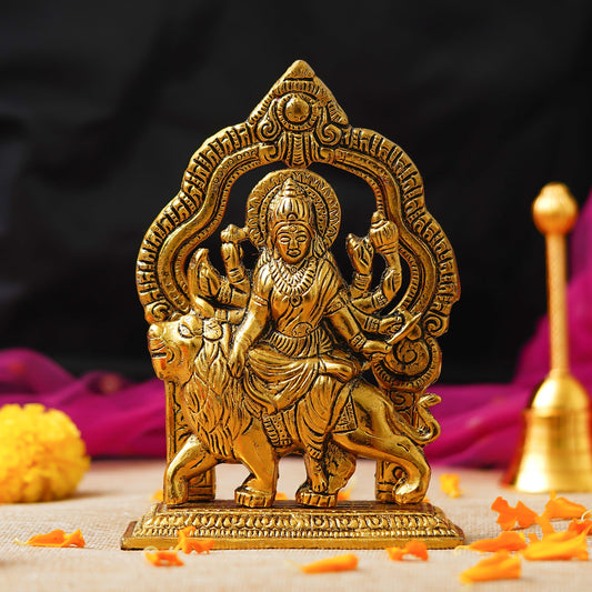 Webelkart Premium Metal Maa Durga MATA Rani Sherawali Murti Idol for Temple,MATA Rani Murti for Office Desk,Sherawali MATA Idol for Car Dashboard (6.50" Inches)