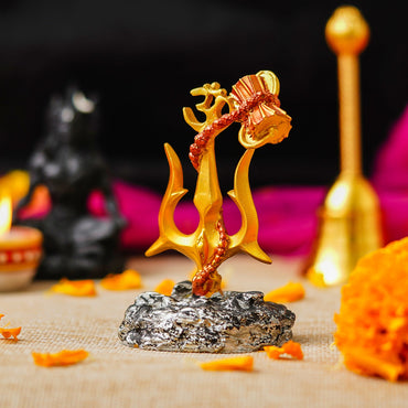 Webelkart Premium Shiva Trishul with Damaru for Car Dashboard,Pooja Decor Beautiful Mahakal Trishul for Home Decor (4" Inches)