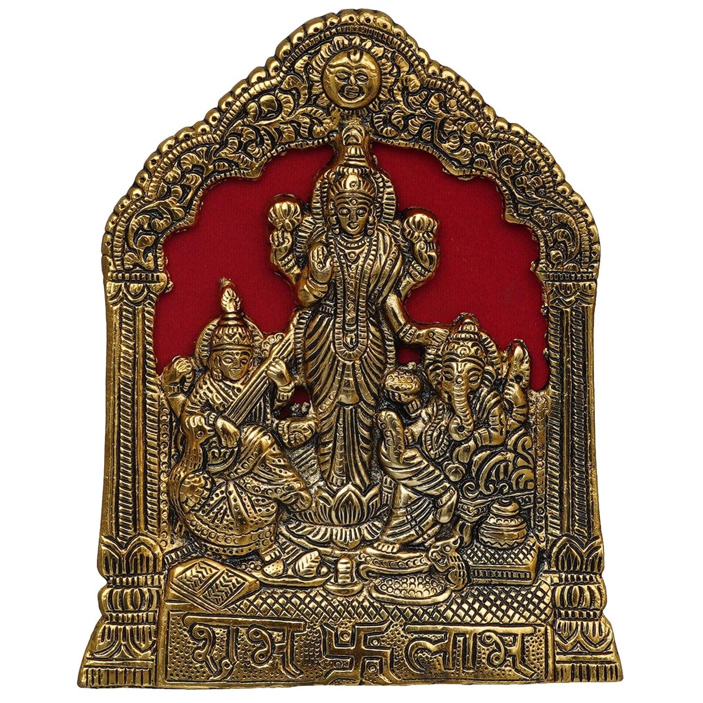 JaipurCrafts Premium Metal Laxmi Ganesha and Saraswati Idol Statue Murti for Home and Pooja Decor| Lakhsmi Ganesha Idol Diwali Decorations and Pooja Room (8 Inches, Gold)