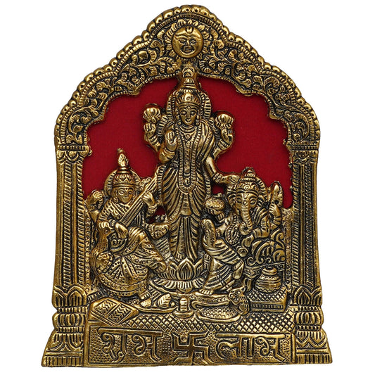 JaipurCrafts Premium Metal Laxmi Ganesha and Saraswati Idol Statue Murti for Home and Pooja Decor| Lakhsmi Ganesha Idol Diwali Decorations and Pooja Room (8 Inches, Gold)