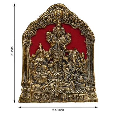 JaipurCrafts Premium Metal Laxmi Ganesha and Saraswati Idol Statue Murti for Home and Pooja Decor| Lakhsmi Ganesha Idol Diwali Decorations and Pooja Room (8 Inches, Gold)