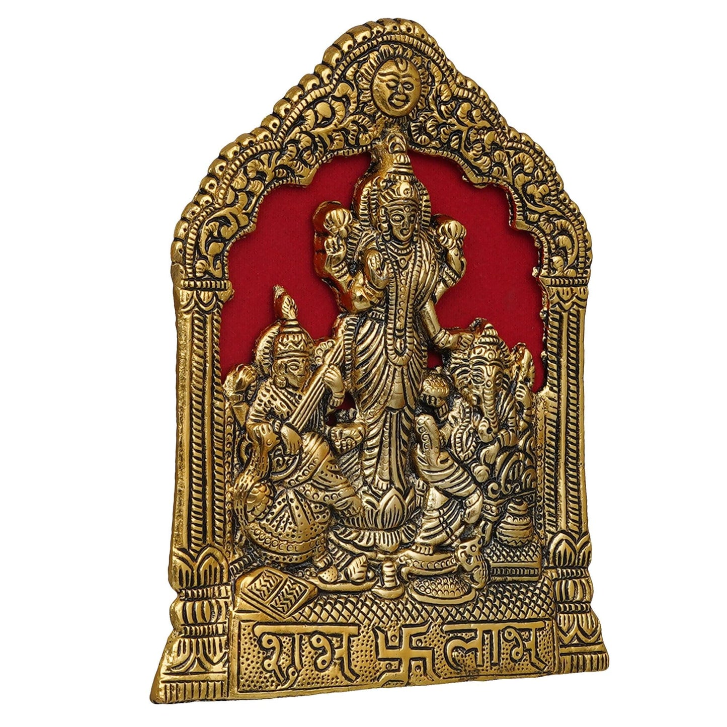 JaipurCrafts Premium Metal Laxmi Ganesha and Saraswati Idol Statue Murti for Home and Pooja Decor| Lakhsmi Ganesha Idol Diwali Decorations and Pooja Room (8 Inches, Gold)