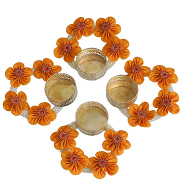 JaipurCrafts Premium Set of 4 Lotus Shape Tealight Candle Holder for Home and Office Decor | tealight Candle Holder for Diwali Decorations | Diwali Candles for Decorations ( 4 Inches)