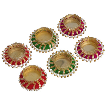 JaipurCrafts Premium Handmade Set of 6 Diwali tealight Candle Holder for Home and Pooja Room Decorations