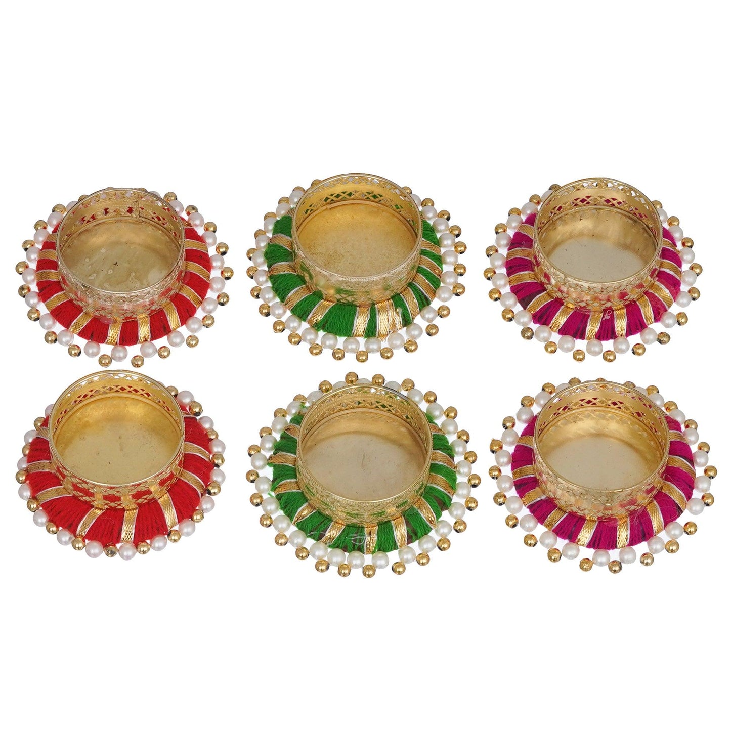 JaipurCrafts Premium Handmade Set of 6 Diwali tealight Candle Holder for Home and Pooja Room Decorations
