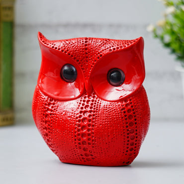 Webelkart Premium Resin Lucky Owl Art Figure Showpiece for Home/Office Decor,Decorative Items for Home Decor (Red-5.51" Inches)