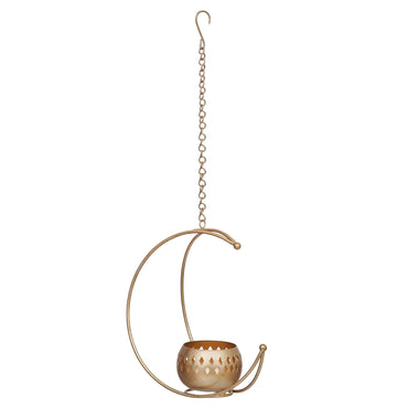 JaipurCrafts Premium Metal Moon Shape Tealight Holder for Home and Office Decor