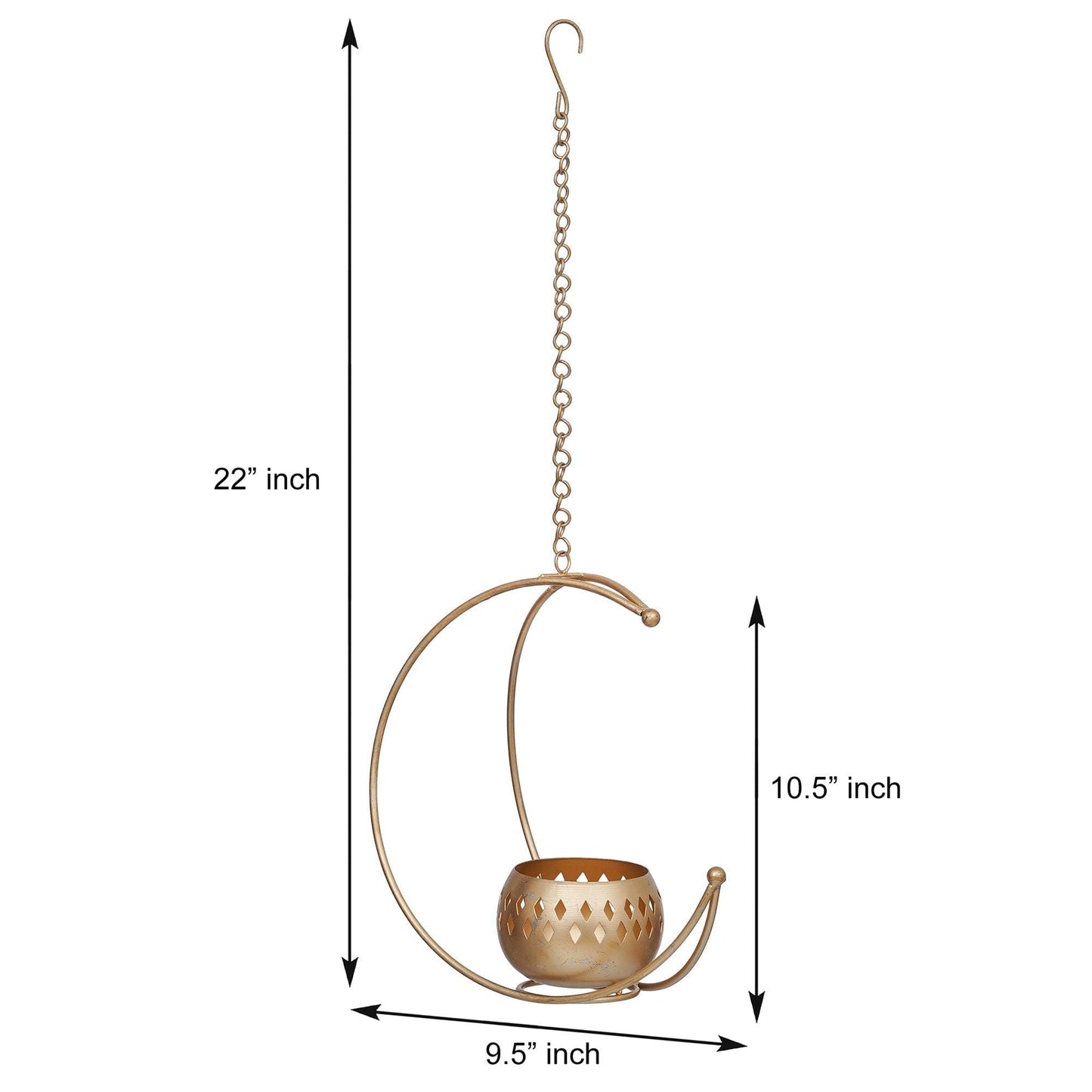 JaipurCrafts Premium Metal Moon Shape Tealight Holder for Home and Office Decor