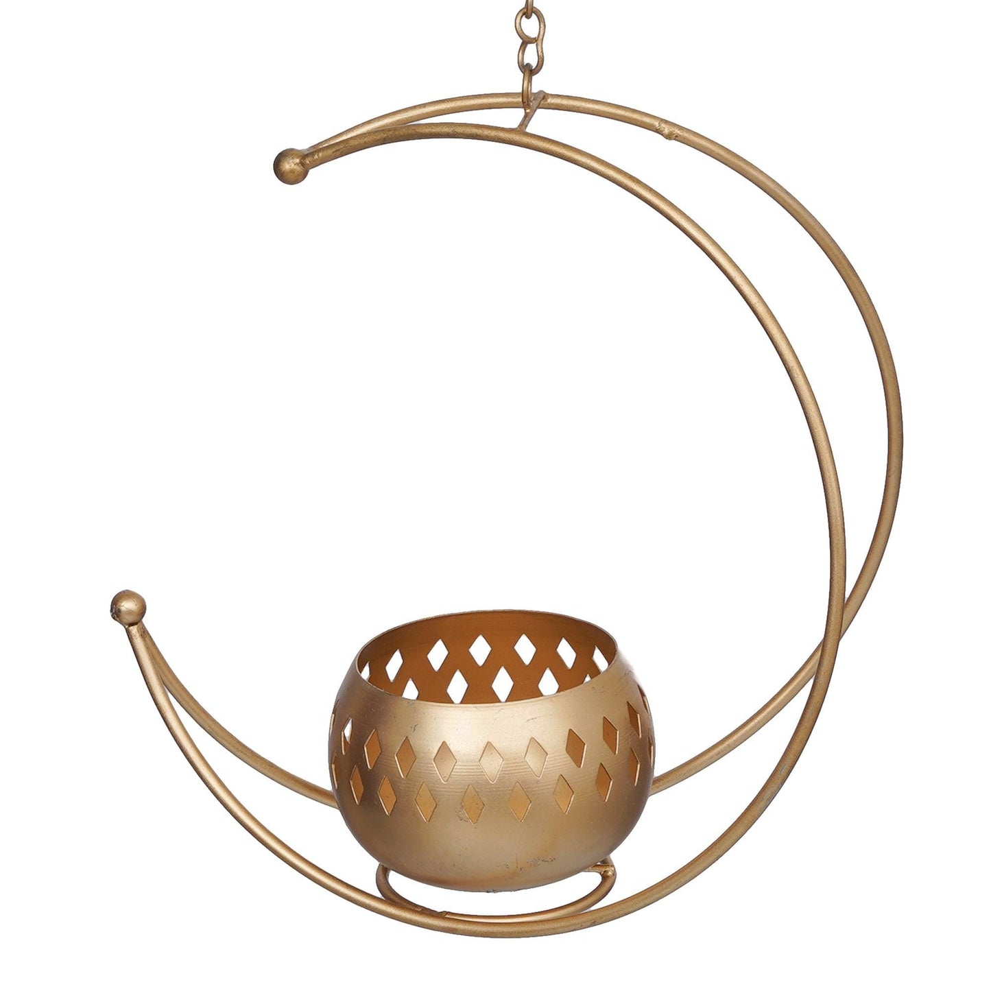 JaipurCrafts Premium Metal Moon Shape Tealight Holder for Home and Office Decor