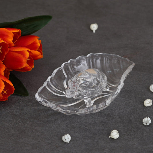 JaipurCrafts Premium Crystal Turtle Tortoise with Leaf Plate for Feng Shui and Vastu Best Gift for Career and Good Luck