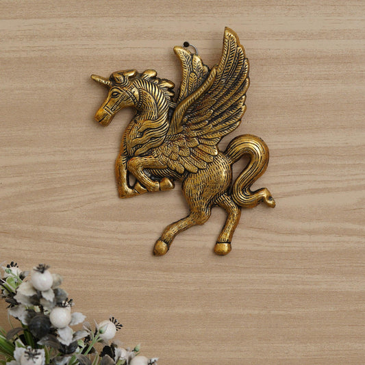 JaipurCrafts Premium HandiCrafted Metal Flying/Running Horse Statue Wall Hanging For Home And Office Decor ( 7.5 Inches)