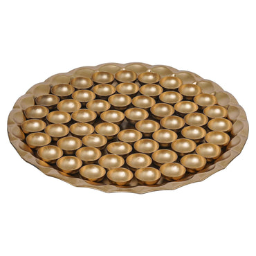 Webelkart Premium Chappan Bhog Thali/ Decorative Poojan Thali for Temple and Pooja Room Decor- Traditional Pooja Thali-56 Bhog Thali for Laddu Gopal ( 14 Inches)