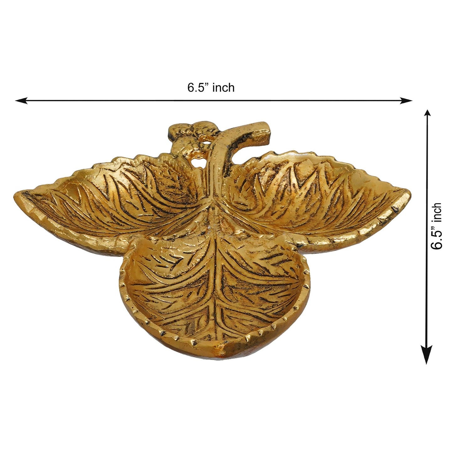 Webelkart Premium Metal Leaf Shape Dry Fruit Serving Tray/ Dry Fruit Box for Diwali Decorations