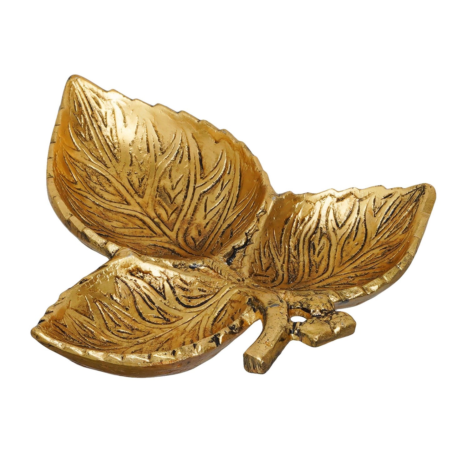 Webelkart Premium Metal Leaf Shape Dry Fruit Serving Tray/ Dry Fruit Box for Diwali Decorations
