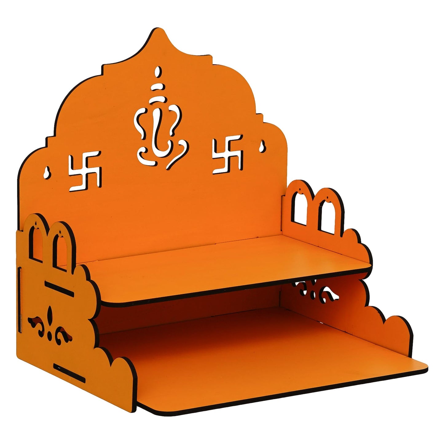 Webelkart Antique Ganesha Ji Wooden Beautiful Temple for Home Decor,MDF Temple with Book Drow/Pooja Mandir for Home/Office/Wall Mounted Temple Home Temple (11.61 x 1.23 x 29.5 Inches)