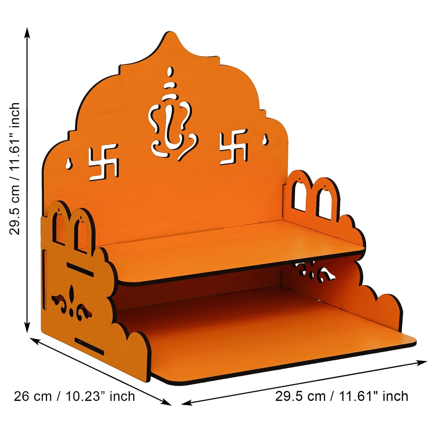 Webelkart Antique Ganesha Ji Wooden Beautiful Temple for Home Decor,MDF Temple with Book Drow/Pooja Mandir for Home/Office/Wall Mounted Temple Home Temple (11.61 x 1.23 x 29.5 Inches)