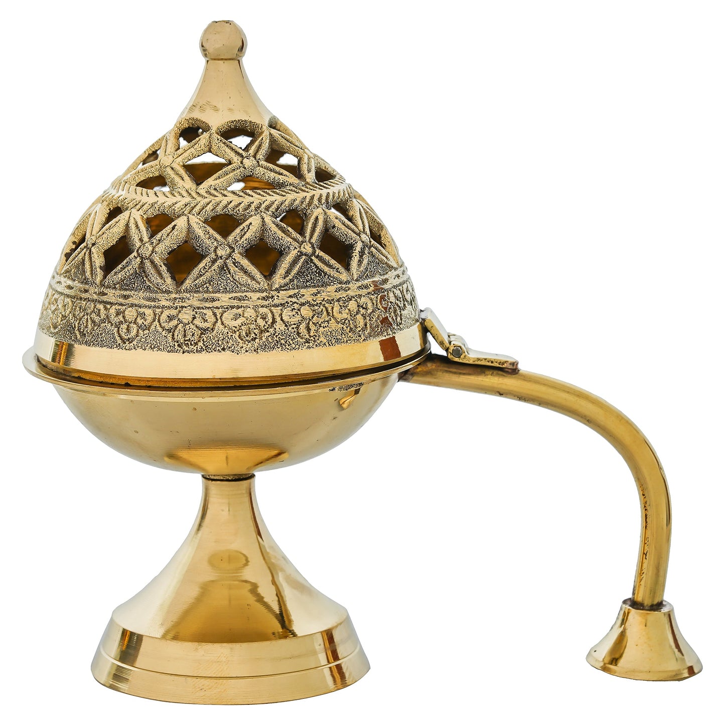 Webelkart Antique Brass Gold Dhoop Dani |Loban Dani |Aarti Brass Dani/Dhoop Dani Burner for Home Decor|Dhoop Batti Stand with Handle (5" Inches)