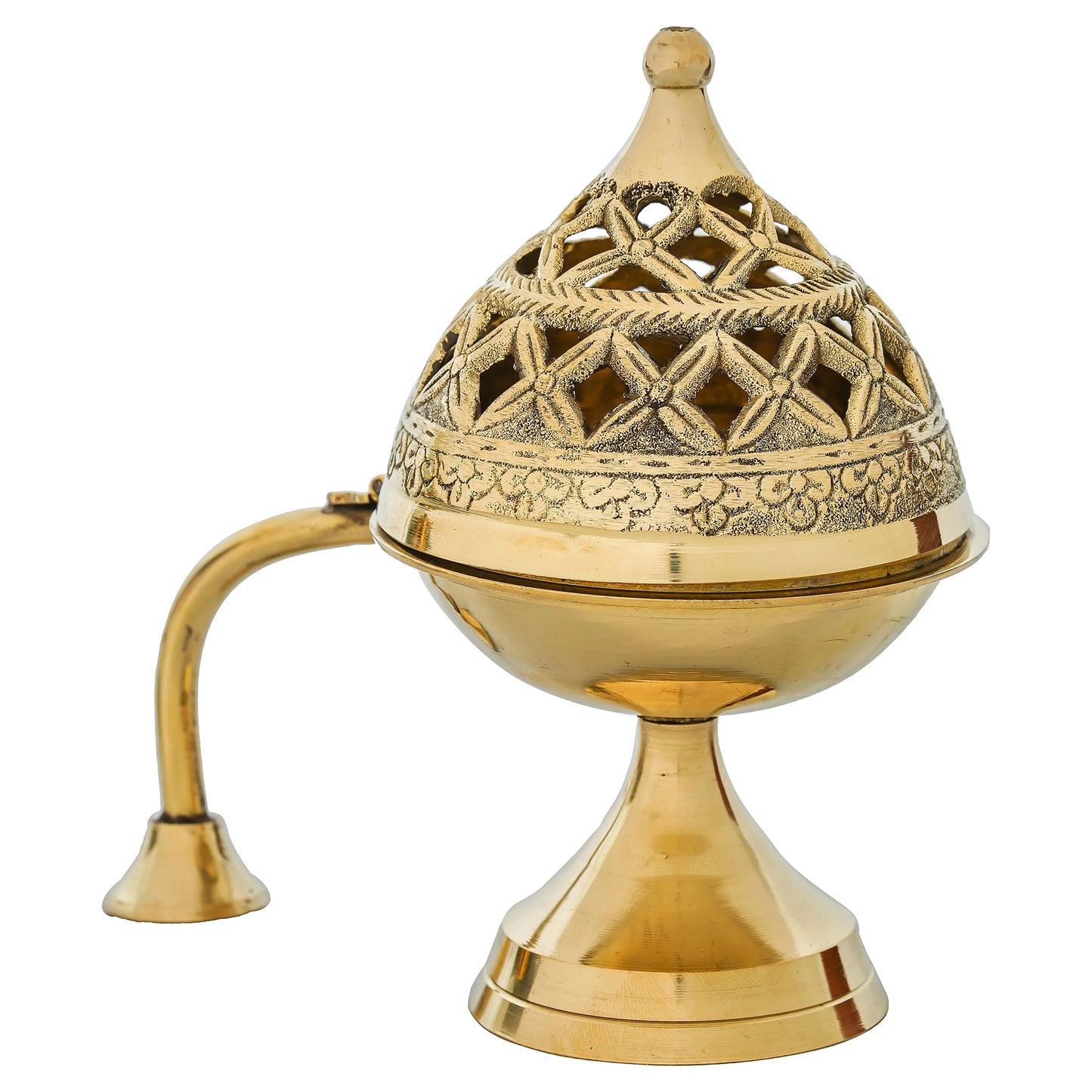 Webelkart Antique Brass Gold Dhoop Dani |Loban Dani |Aarti Brass Dani/Dhoop Dani Burner for Home Decor|Dhoop Batti Stand with Handle (5" Inches)