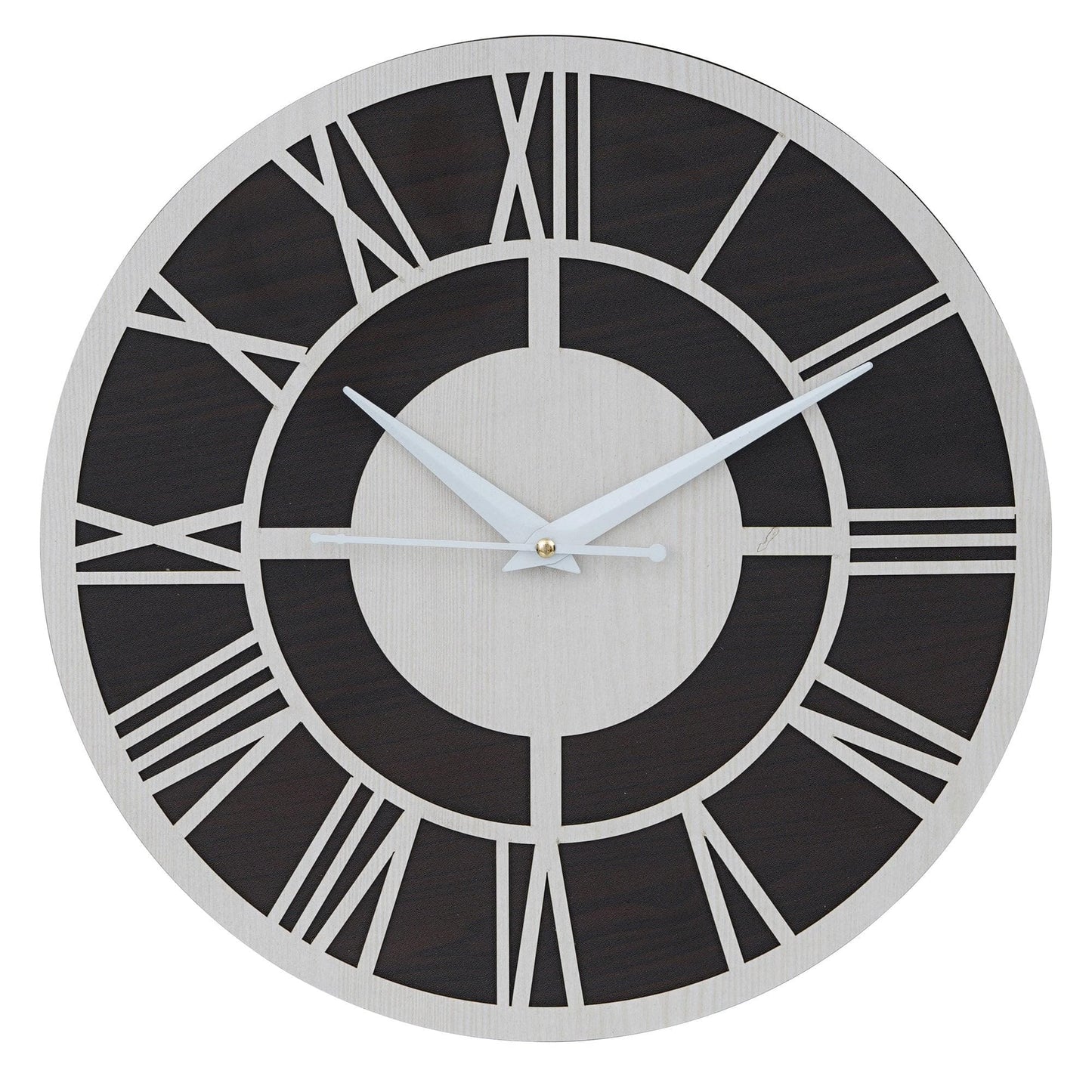 Webelkart Roman Beautiful Round Wood Wall Clock Without Glass (12 Inch x 12 Inch, Ivory,Black)