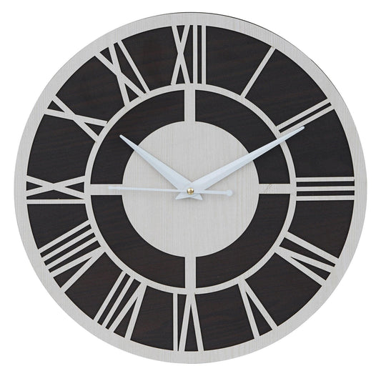 Webelkart Roman Beautiful Round Wood Wall Clock Without Glass (12 Inch x 12 Inch, Ivory,Black)