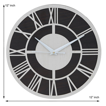 Webelkart Roman Beautiful Round Wood Wall Clock Without Glass (12 Inch x 12 Inch, Ivory,Black)