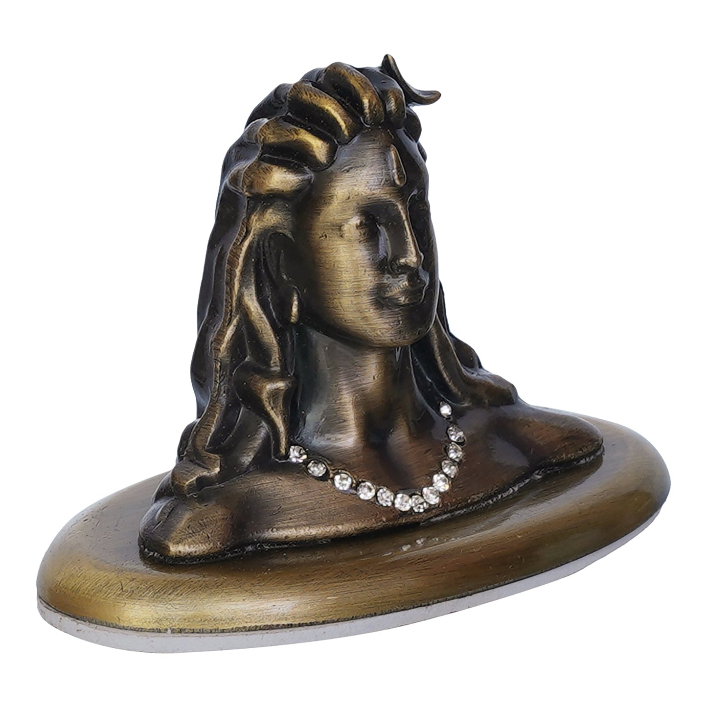 Webelkart Premium Metal Adiyogi Shiva Statue for Home and Car Dashboard (Self Adhesive, 2.5 in) (Green)