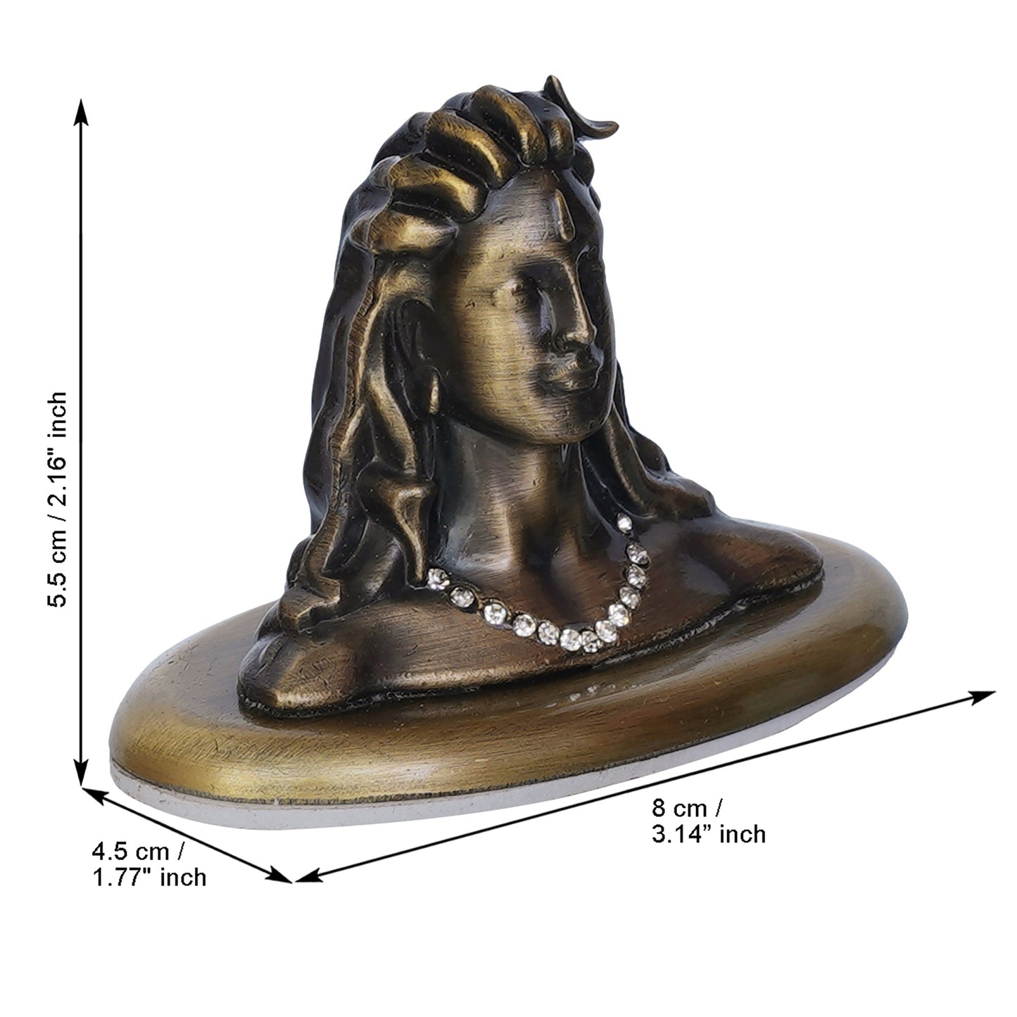 Webelkart Premium Metal Adiyogi Shiva Statue for Home and Car Dashboard (Self Adhesive, 2.5 in) (Green)