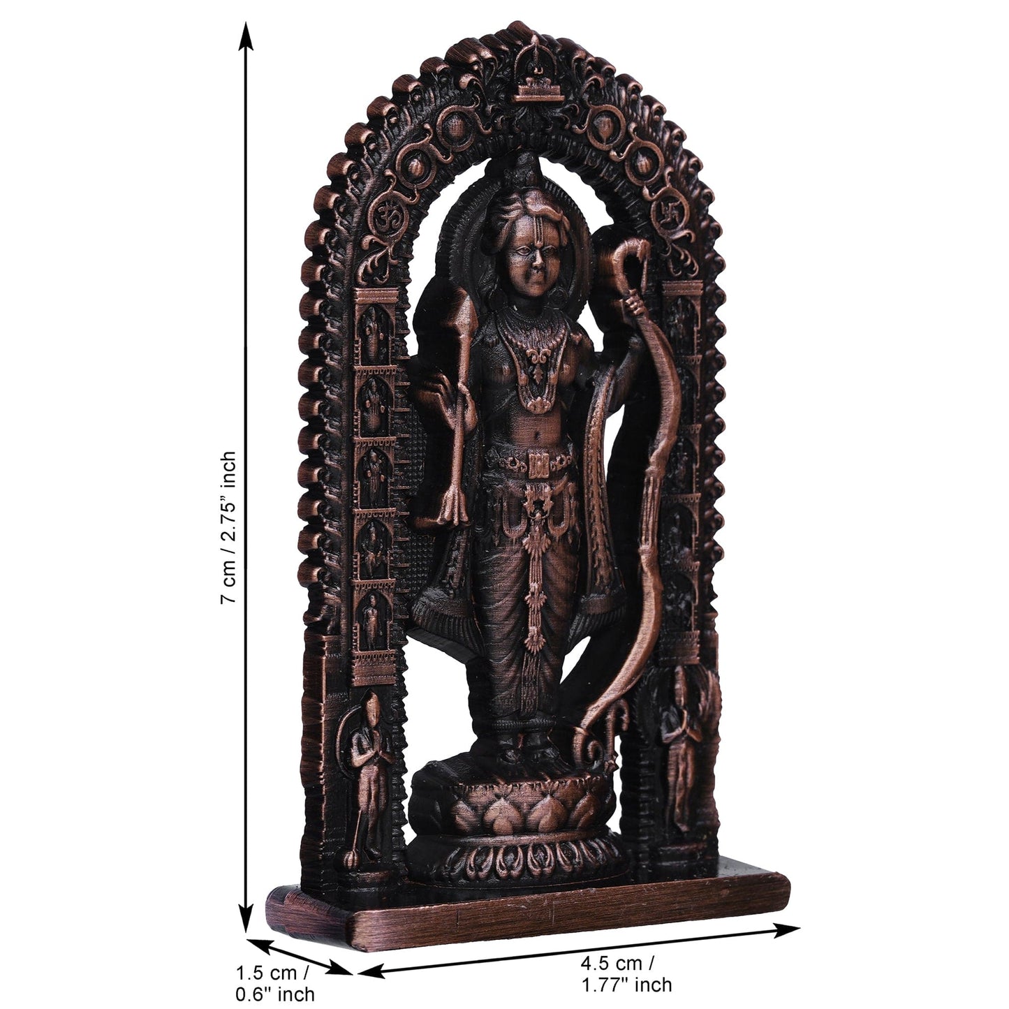 Webelkart Premium Ram Lalla Statue for Car Dashbord and Home Decor | Ram Lalla Idol Ayodhya Shree Ram Murti Showpiece (2.75" Inches-Metal) (Copper)