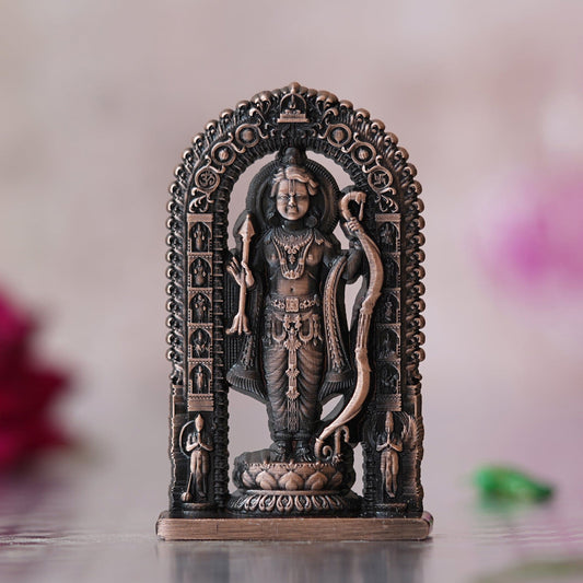 Webelkart Premium Ram Lalla Statue for Car Dashbord and Home Decor | Ram Lalla Idol Ayodhya Shree Ram Murti Showpiece (2.75" Inches-Metal) (Copper)