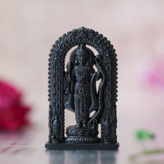 Webelkart Premium Ram Lalla Statues for Car Dashboard and Home Decor | Ram Lalla Idol Ayodhya Shree Ram Murti Showpiece (2.75" Inches-Metal) (Black)