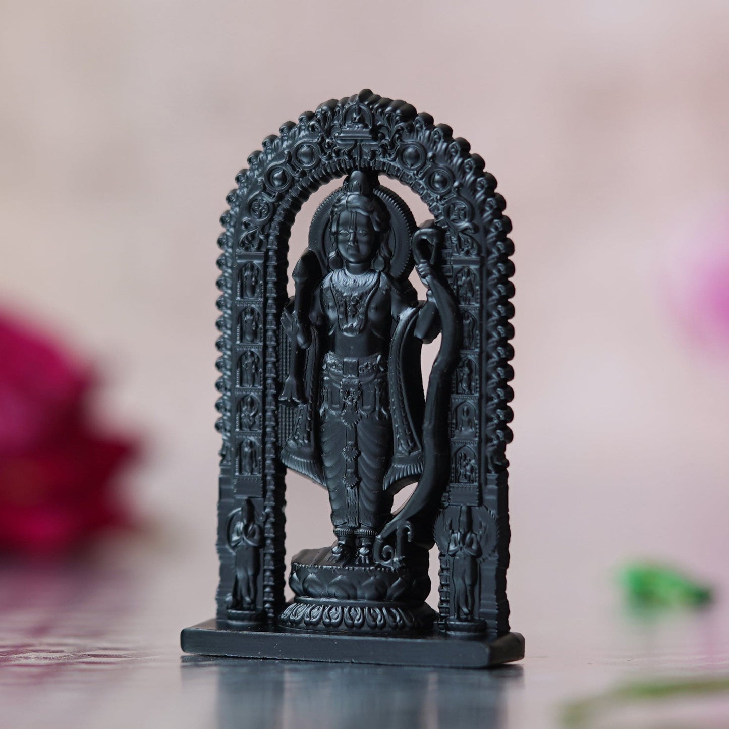 Webelkart Premium Ram Lalla Statues for Car Dashboard and Home Decor | Ram Lalla Idol Ayodhya Shree Ram Murti Showpiece (2.75" Inches-Metal) (Black)