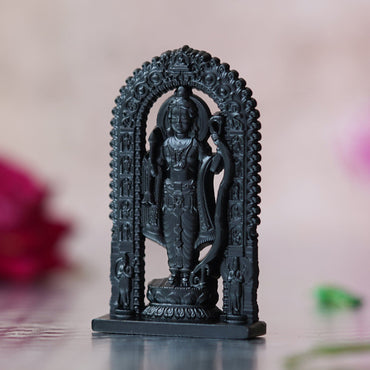 Webelkart Premium Ram Lalla Statues for Car Dashboard and Home Decor | Ram Lalla Idol Ayodhya Shree Ram Murti Showpiece (2.75" Inches-Metal) (Black)