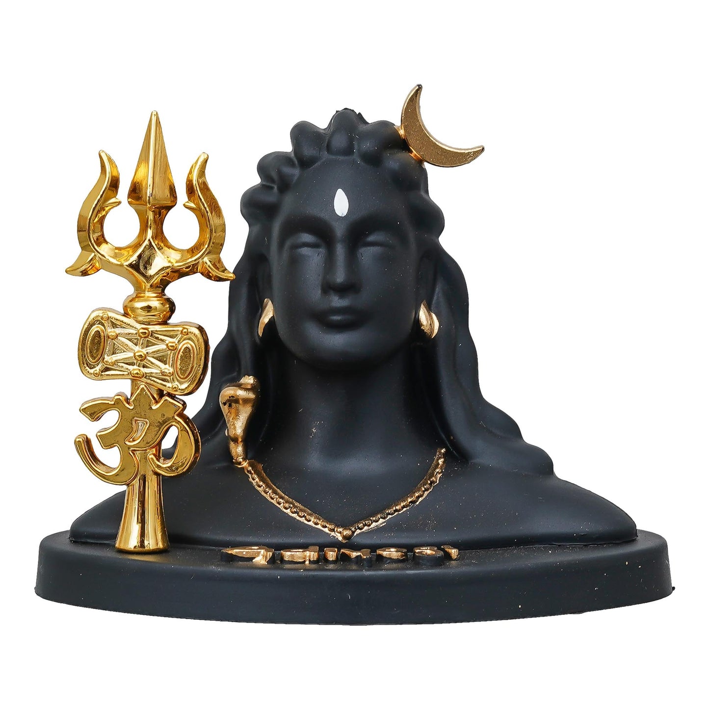 Webelkart Antique Adiyogi Shiva Statue with Trishul for Home and Car Dashboard - Adiyogi Showpiece for Home/Pooja/Office Decor (Self Adhesive, Black, 4" Inches Resin) Shivratri Gift