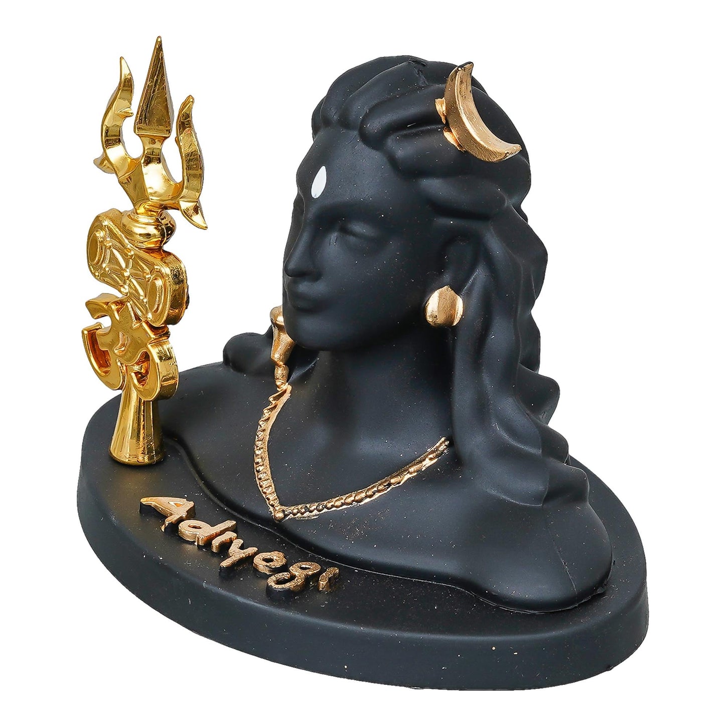 Webelkart Antique Adiyogi Shiva Statue with Trishul for Home and Car Dashboard - Adiyogi Showpiece for Home/Pooja/Office Decor (Self Adhesive, Black, 4" Inches Resin) Shivratri Gift