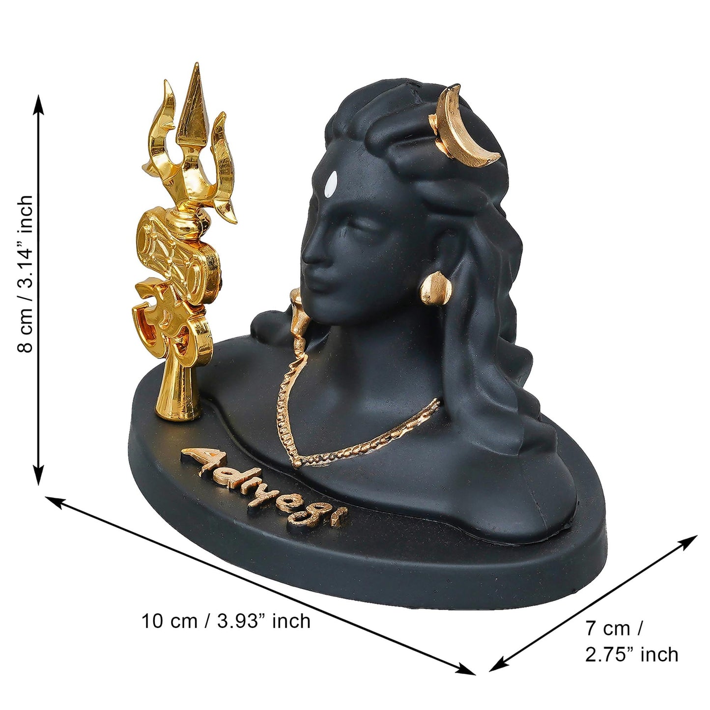Webelkart Antique Adiyogi Shiva Statue with Trishul for Home and Car Dashboard - Adiyogi Showpiece for Home/Pooja/Office Decor (Self Adhesive, Black, 4" Inches Resin) Shivratri Gift